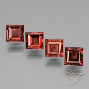 3.04 ctw Red Rhodolite Garnet Stones, Natural Rhodolite Garnet in Square Facet Shape for Sale