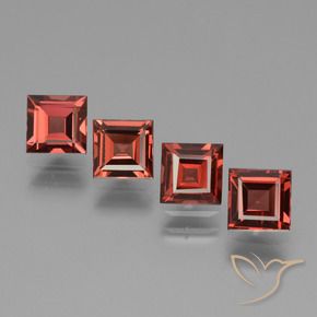 2.79 ctw Red Rhodolite Garnet Stones, Natural Rhodolite Garnet in Square Facet Shape for Sale