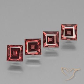 3.18 ctw Red Rhodolite Garnet Stones, Natural Rhodolite Garnet in Square Facet Shape for Sale