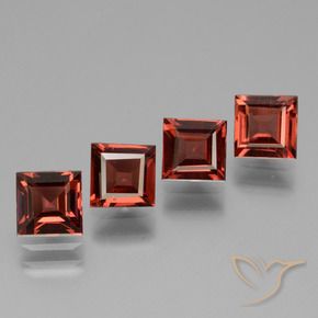 3.01 ctw Red Rhodolite Garnet Stones, Natural Rhodolite Garnet in Square Facet Shape for Sale