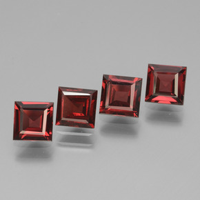 3.05 ctw Red Rhodolite Garnet Gemstones, Rhodolite Garnet Gems in Square Facet Shape for Sale.