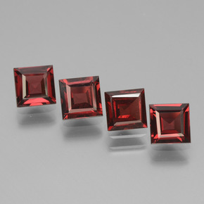 3.05 ctw Red Rhodolite Garnet Stones, Natural Rhodolite Garnet in Square Facet Shape for Sale