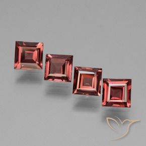 2.52 ctw Red Rhodolite Garnet Stones, Natural Rhodolite Garnet in Square Facet Shape for Sale