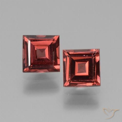 1.58 ct Square Cut Rhodolite Garnet, 5 x 4.9 mm From Mozambique, Photo A