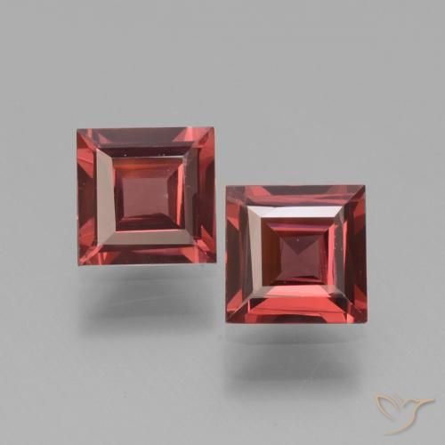 1.36ctw Natural Medium Red Rhodolite Garnet, Square, VS