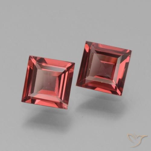 1.36 ctw Red Rhodolite Garnet Stones, Natural Rhodolite Garnet in Square Facet Shape for Sale