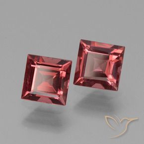 1.62 ctw Red Rhodolite Garnet Stones, Natural Rhodolite Garnet in Square Facet Shape for Sale