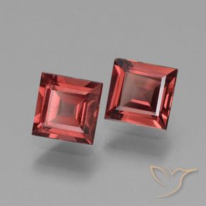 1.52 ctw Red Rhodolite Garnet Stones, Natural Rhodolite Garnet in Square Facet Shape for Sale