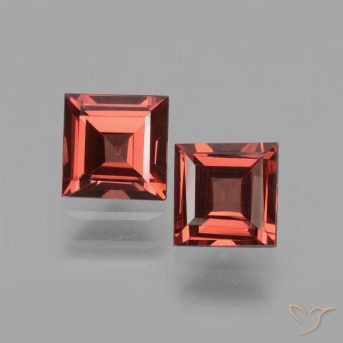 1.4 ct Square Cut Rhodolite Garnet, 4.9 x 4.8 mm From Mozambique, Photo A