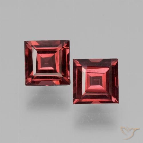 1.56 ct Square Cut Rhodolite Garnet, 5 x 5 mm From Mozambique, Photo A