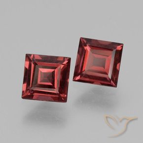 1.56 ctw Red Rhodolite Garnet Stones, Natural Rhodolite Garnet in Square Facet Shape for Sale