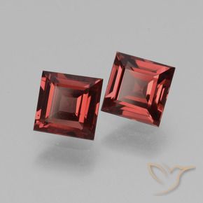 1.46 ctw Red Rhodolite Garnet Stones, Natural Rhodolite Garnet in Square Facet Shape for Sale