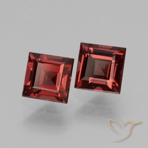 1.68 ctw Red Rhodolite Garnet Stones, Natural Rhodolite Garnet in Square Facet Shape for Sale