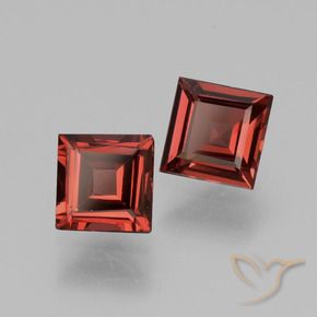 1.45 ctw Red Rhodolite Garnet Stones, Natural Rhodolite Garnet in Square Facet Shape for Sale