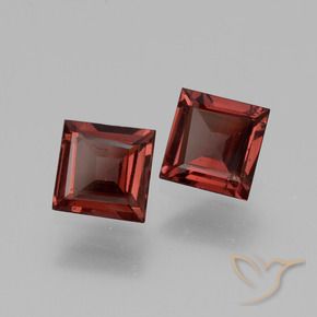 1.31 ctw Red Rhodolite Garnet Stones, Natural Rhodolite Garnet in Square Facet Shape for Sale