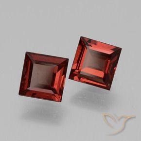 1.39 ctw Red Rhodolite Garnet Stones, Natural Rhodolite Garnet in Square Facet Shape for Sale
