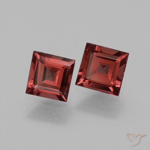 1.37 ctw Red Rhodolite Garnet Stones, Natural Rhodolite Garnet in Square Facet Shape for Sale
