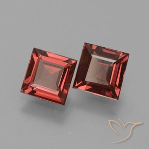 1.40 ctw Red Rhodolite Garnet Stones, Natural Rhodolite Garnet in Square Facet Shape for Sale
