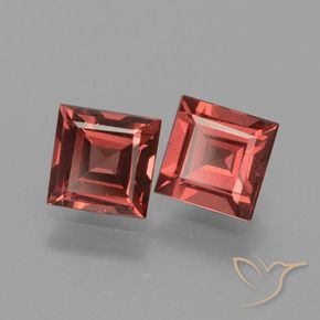 1.54 ctw Red Rhodolite Garnet Stones, Natural Rhodolite Garnet in Square Facet Shape for Sale
