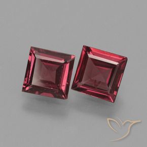 1.36 ctw Red Rhodolite Garnet Stones, Natural Rhodolite Garnet in Square Facet Shape for Sale