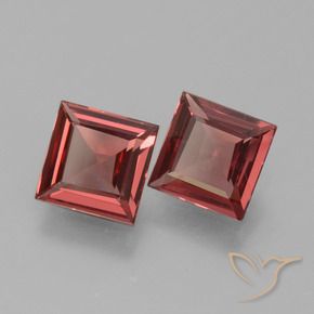 1.31 ctw Red Rhodolite Garnet Stones, Natural Rhodolite Garnet in Square Facet Shape for Sale