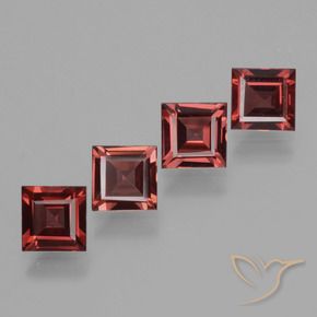 2.96 ctw Red Rhodolite Garnet Stones, Natural Rhodolite Garnet in Square Facet Shape for Sale
