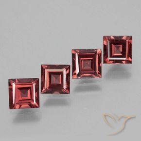 3.07 ctw Red Rhodolite Garnet Stones, Natural Rhodolite Garnet in Square Facet Shape for Sale