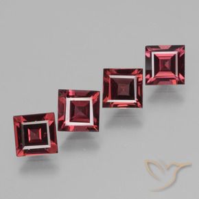 3.02 ctw Red Rhodolite Garnet Stones, Natural Rhodolite Garnet in Square Step-Cut Shape for Sale