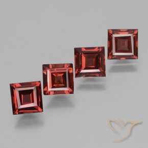 2.89 ctw Red Rhodolite Garnet Stones, Natural Rhodolite Garnet in Square Facet Shape for Sale