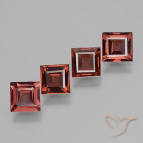 2.58 ctw Red Rhodolite Garnet Stones, Natural Rhodolite Garnet in Square Facet Shape for Sale