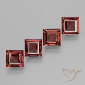 2.80 ctw Red Rhodolite Garnet Stones, Natural Rhodolite Garnet in Square Facet Shape for Sale