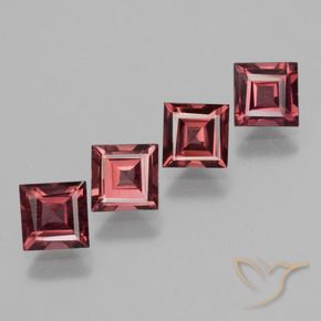 2.71 ctw Red Rhodolite Garnet Stones, Natural Rhodolite Garnet in Square Facet Shape for Sale
