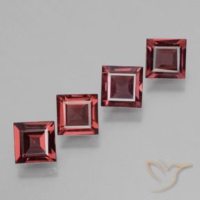 2.80 ctw Red Rhodolite Garnet Stones, Natural Rhodolite Garnet in Square Facet Shape for Sale