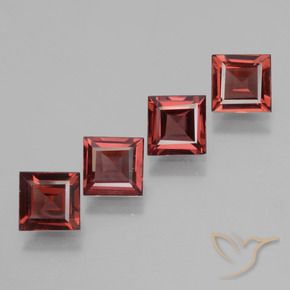 2.46 ctw Red Rhodolite Garnet Stones, Natural Rhodolite Garnet in Square Facet Shape for Sale