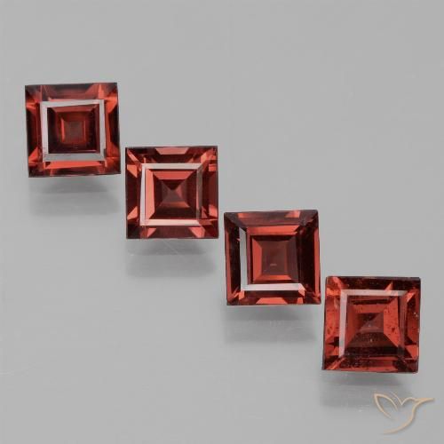 3.14ctw Natural Medium Red Rhodolite Garnet, Square, VS