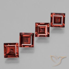 3.14 ctw Red Rhodolite Garnet Stones, Natural Rhodolite Garnet in Square Facet Shape for Sale