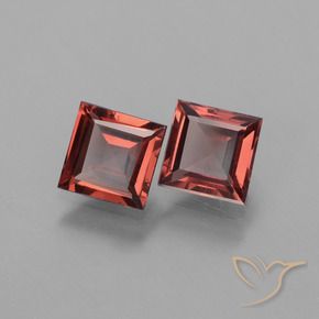 1.40 ctw Red Rhodolite Garnet Stones, Natural Rhodolite Garnet in Square Facet Shape for Sale