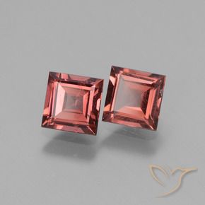 1.39 ctw Red Rhodolite Garnet Stones, Natural Rhodolite Garnet in Square Facet Shape for Sale