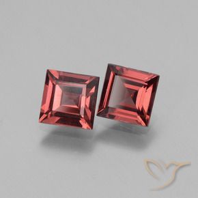 1.39 ctw Red Rhodolite Garnet Stones, Natural Rhodolite Garnet in Square Facet Shape for Sale