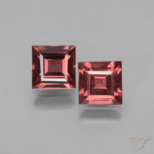 1.44 ct Square Cut Rhodolite Garnet, 5 x 5 mm From Mozambique, Photo A