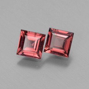 1.44 ctw Red Rhodolite Garnet Stones, Natural Rhodolite Garnet in Square Facet Shape for Sale