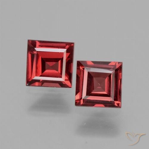 1.41ctw Natural Deep Wine Red Rhodolite Garnet, Square, VS
