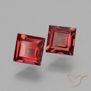 1.41 ctw Red Rhodolite Garnet Stones, Natural Rhodolite Garnet in Square Facet Shape for Sale
