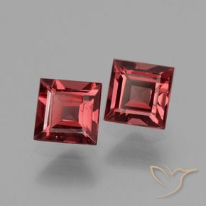 1.53 ctw Red Rhodolite Garnet Stones, Natural Rhodolite Garnet in Square Facet Shape for Sale
