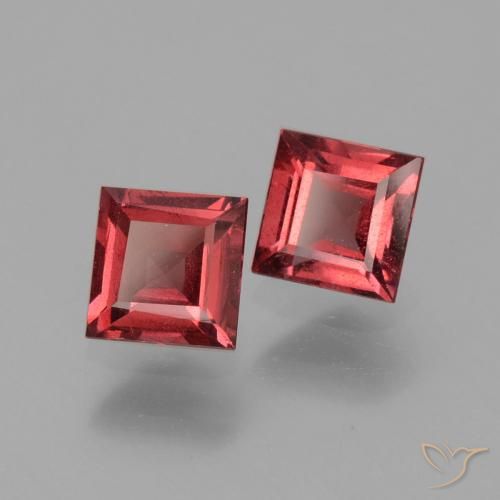 1.38 ctw Red Rhodolite Garnet Stones, Natural Rhodolite Garnet in Square Facet Shape for Sale