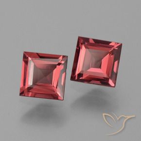 1.57 ctw Red Rhodolite Garnet Stones, Natural Rhodolite Garnet in Square Facet Shape for Sale