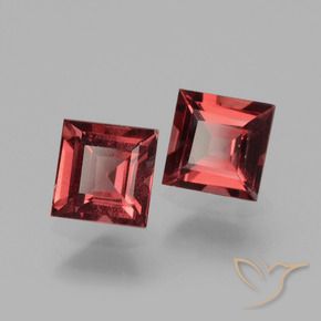1.43 ctw Red Rhodolite Garnet Stones, Natural Rhodolite Garnet in Square Facet Shape for Sale