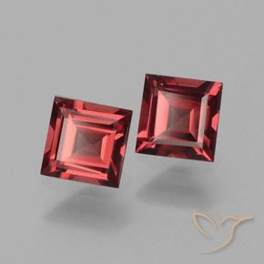 1.33 ctw Red Rhodolite Garnet Stones, Natural Rhodolite Garnet in Square Facet Shape for Sale