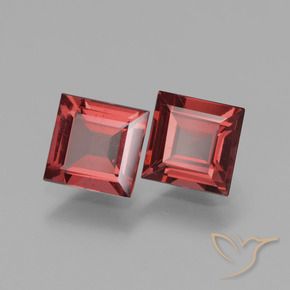 1.34 ctw Red Rhodolite Garnet Stones, Natural Rhodolite Garnet in Square Facet Shape for Sale