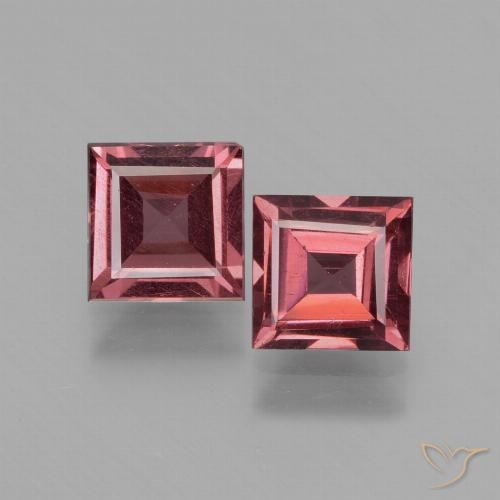 1.38 ct Square Cut Rhodolite Garnet, 5 x 4.9 mm From Mozambique, Photo A